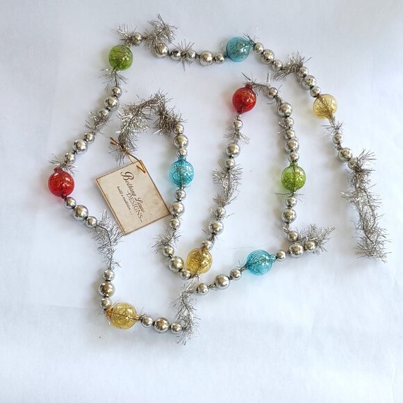 Bethany Lowe Multicolored Retro Glass Bead and Tinsel Garland - Picture 2 of 2
